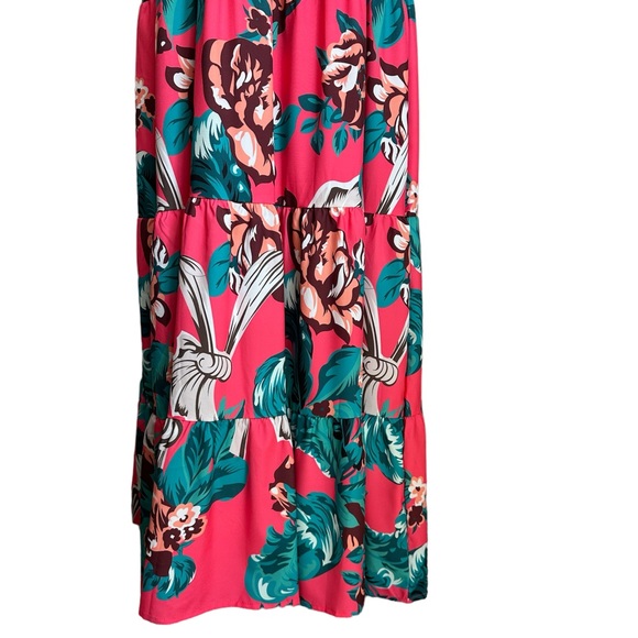 RELISTED * Floral Smocked Bust Tie Straps Floor Length Maxi Dress Women’s Size S - Picture 4 of 10